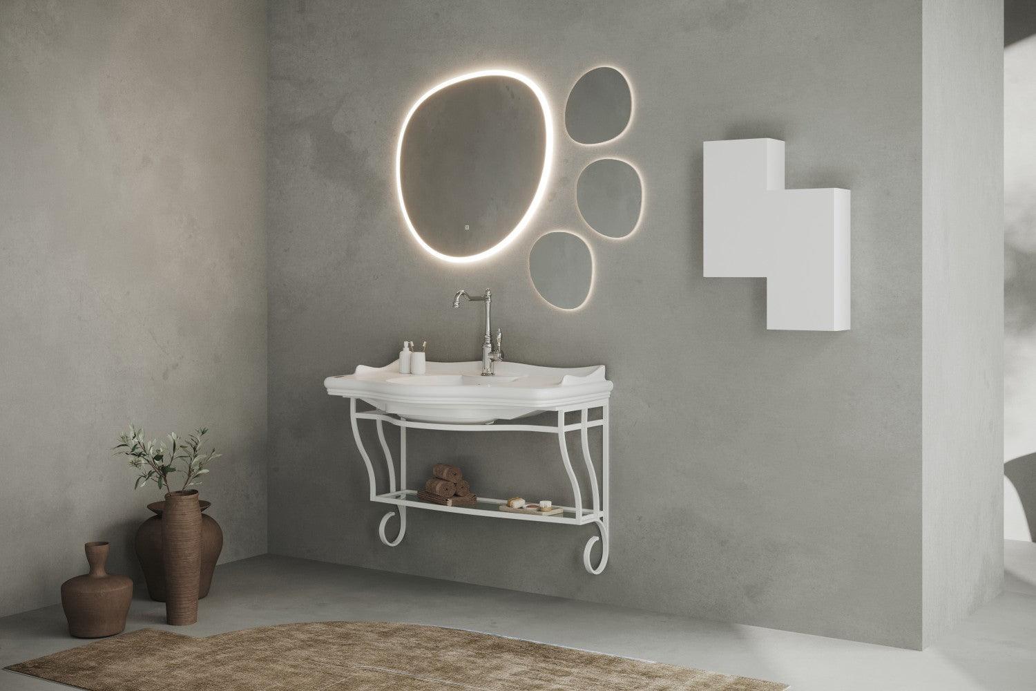 Oglinda baie cu iluminare LED, buton touch, 82x72 cm - Kabine.ro -