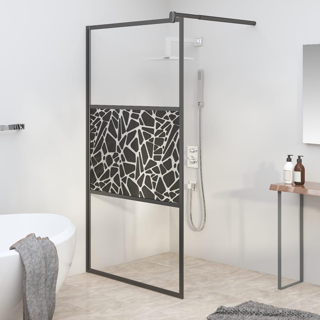 Paravan de duș walk-in negru 115x195 cm sticlă ESG model piatră - Kabine.ro - Paravane și pereți de duș