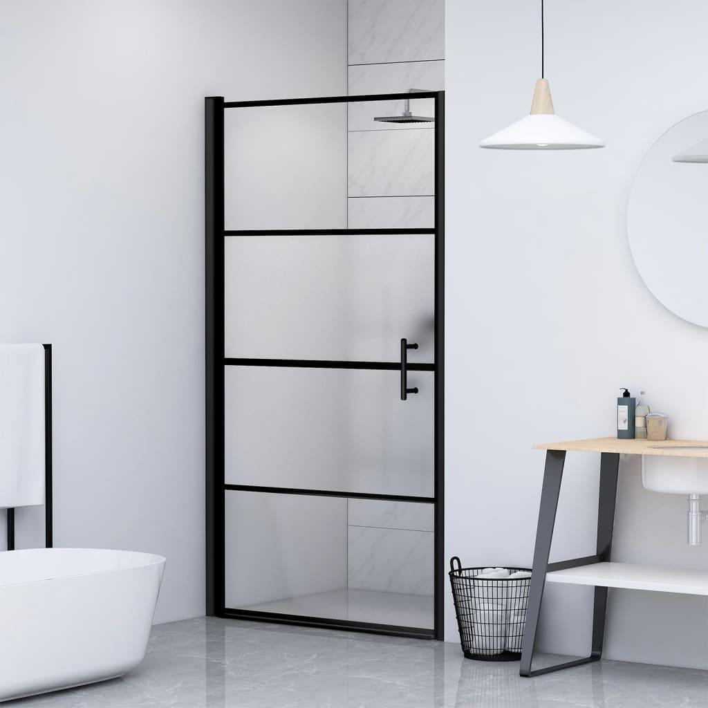 Ușă de duș, negru, 91x195 cm, sticlă securizată semi-mată - Kabine.ro - Uși & cabine de duș
